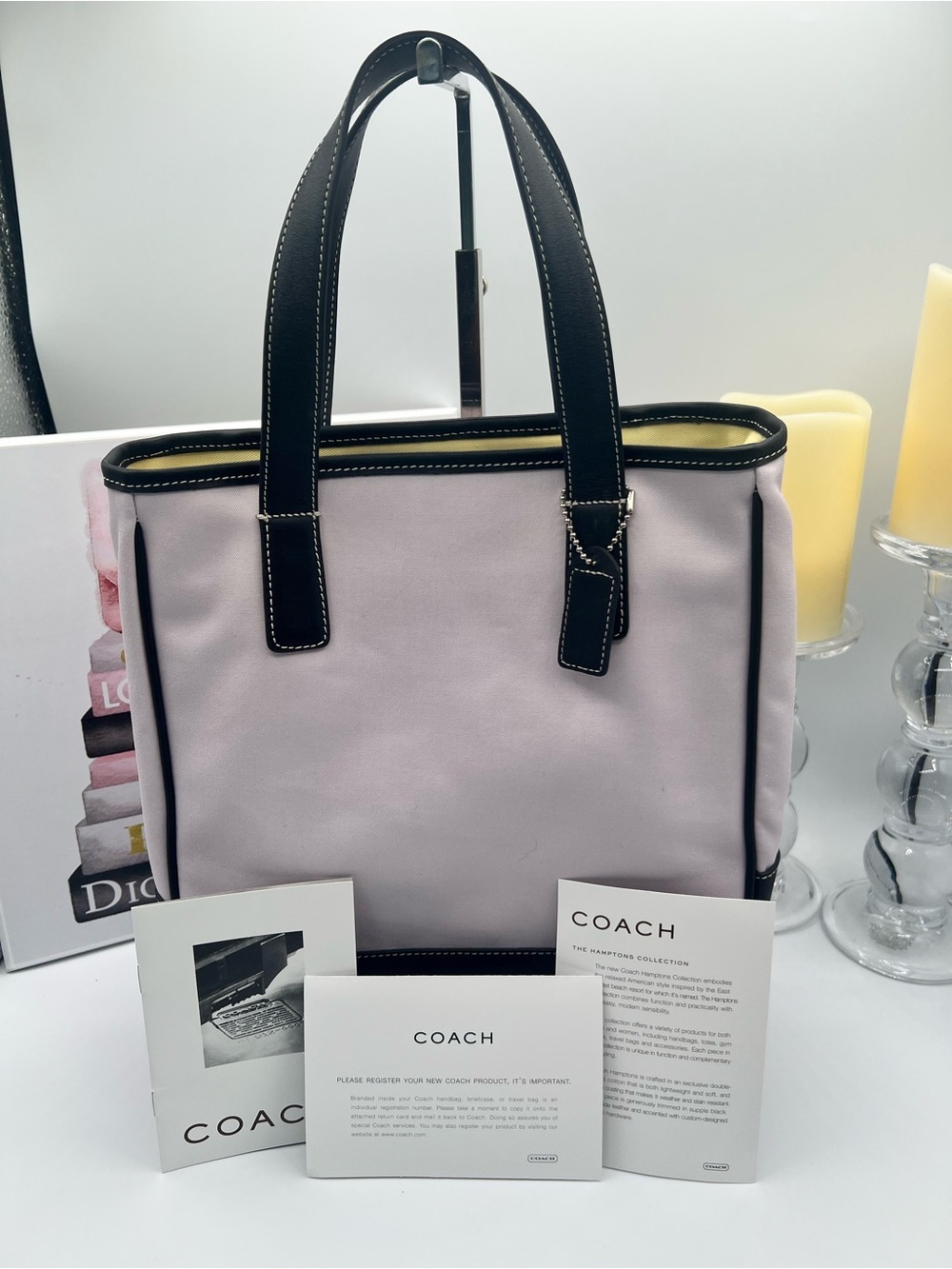 Coach Vintage Hamptons Tote - iconic Y2K-era - Pink with Black Leather Trim